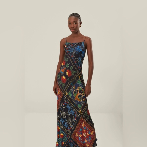 FARM RIO Black Mixed Arabesque Scarves Sleeveless Lenzing™ Ecovero™ Maxi Dress - Picture 2 of 5